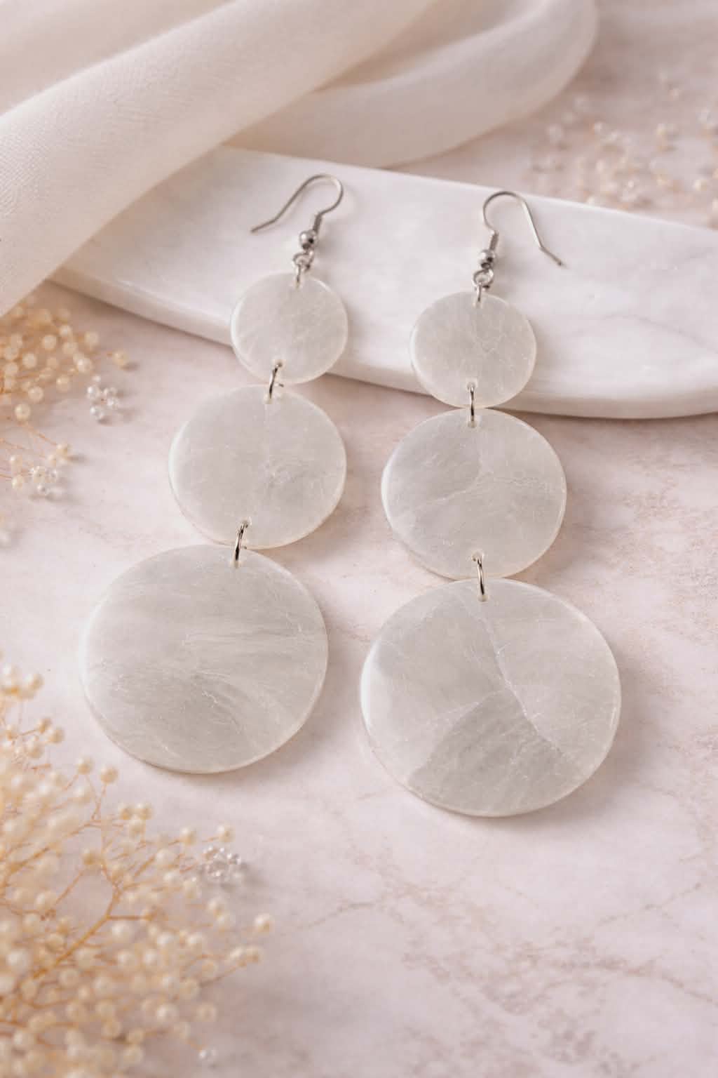Boucles d'oreilles pendantes 3 parties rondes