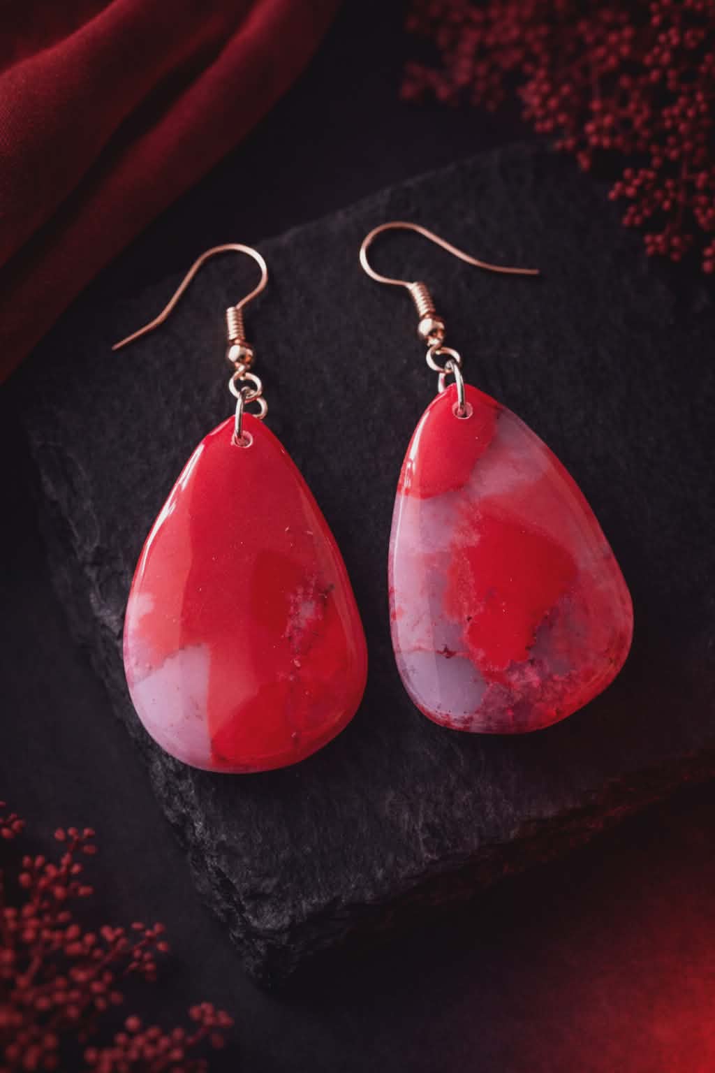 Boucles d'oreilles goutte organique