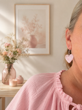 boucle d oreille rose marbré