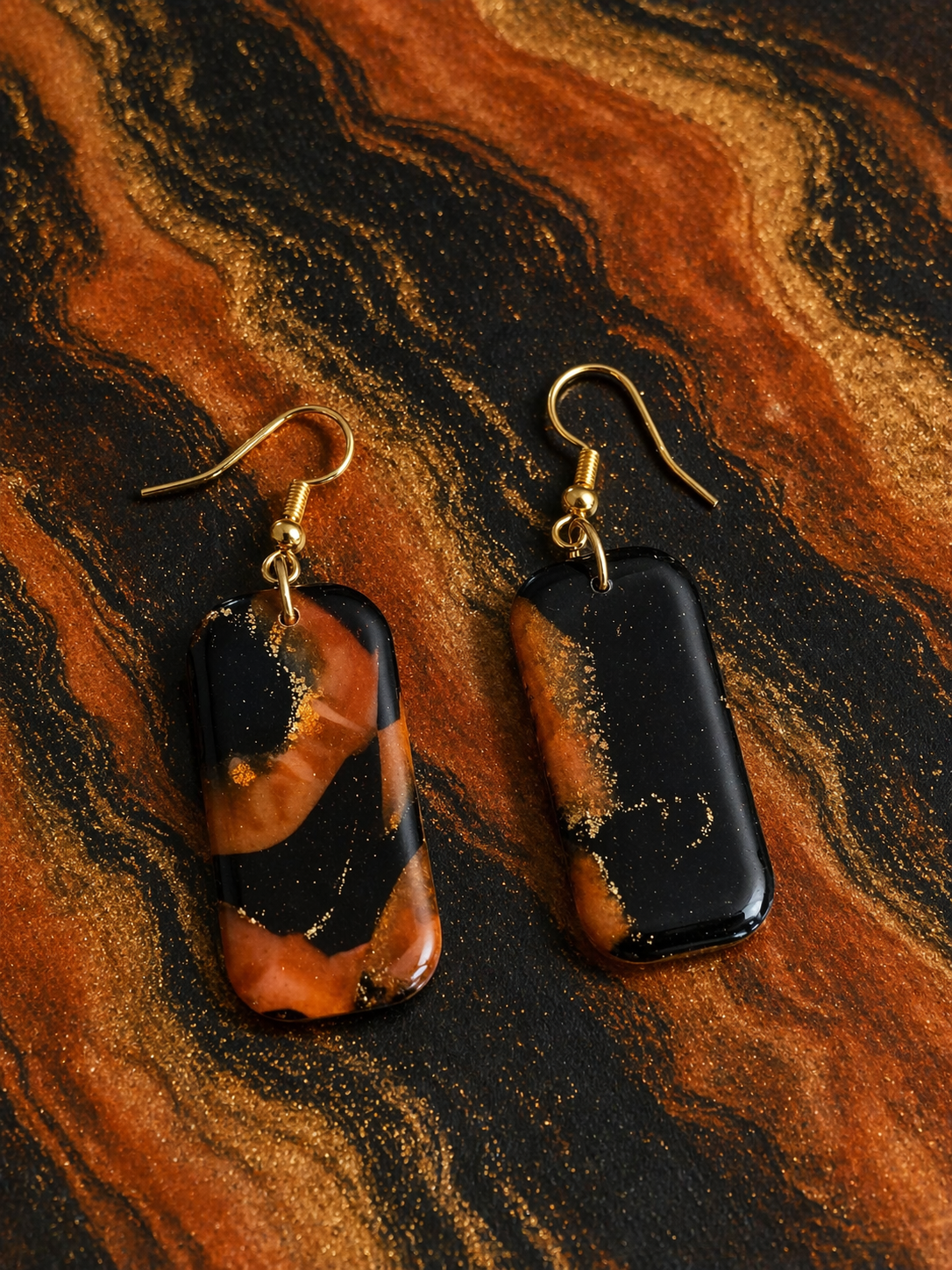 Boucles d'oreilles rectangulaires la terre