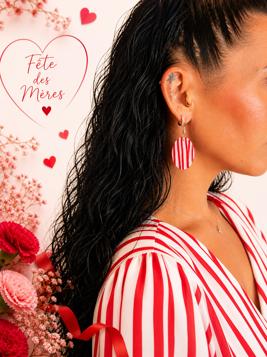 Boucles D'oreilles en forme ovales pour la fêtes des mères
