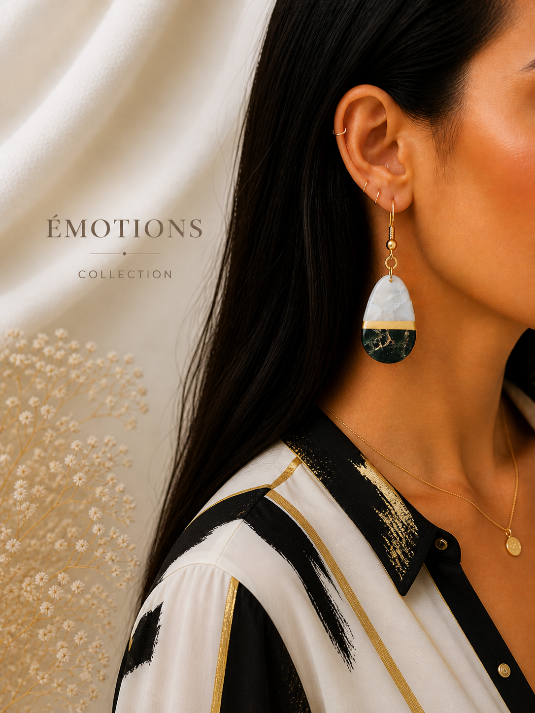 Boucles d'oreille goutte organique