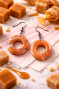 boucle d'oreille ronde creuse caramel