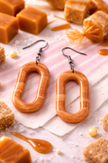 boucles d'oreilles ovales creux caramel