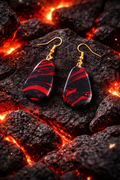 Boucles d'oreilles rouge et noir gouttes organiques