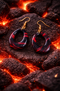 Boucles d'oreilles rouge et noir ovales creux