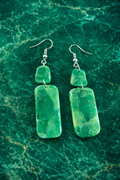 Boucles d'oreilles vert marbré rectangulaire