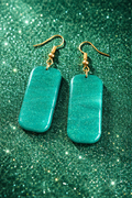 Boucles d'oreilles vert eau pailleté rectangulaires