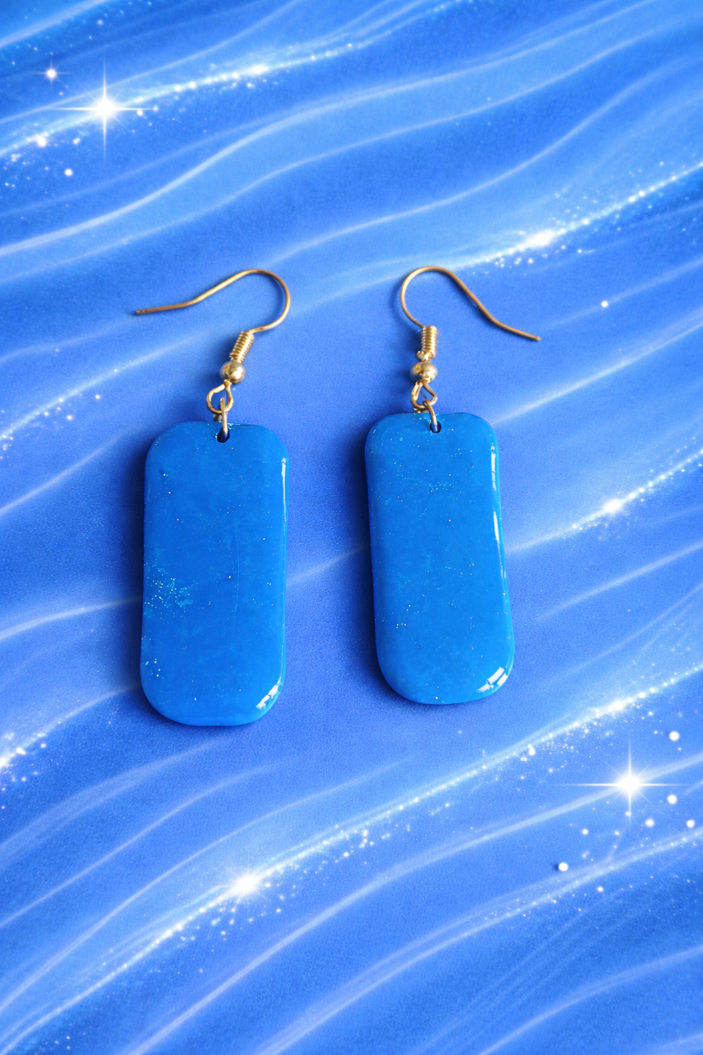 Boucles d'oreilles bleu profond rectangulaire