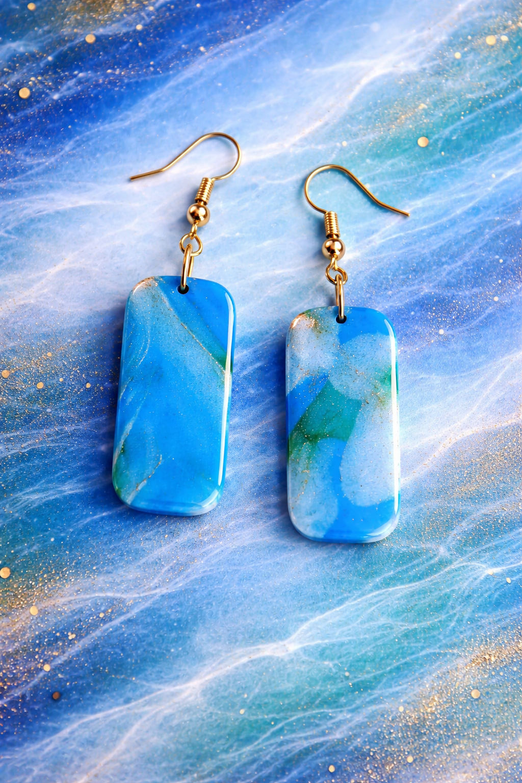 Boucle d'oreilles bleu rectangulaire