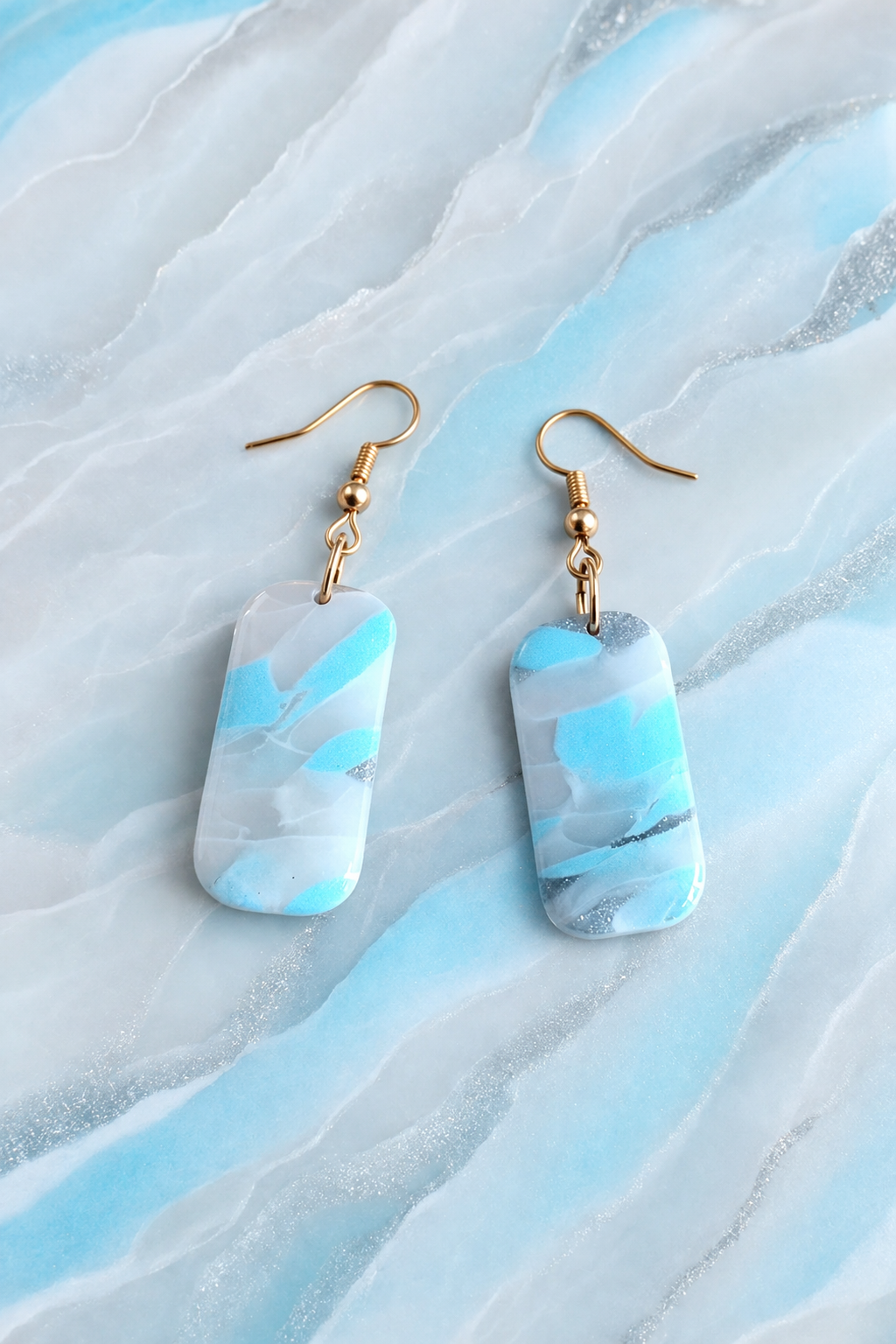 Boucles d'oreilles bleu rectangulaire