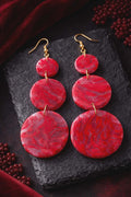 Boucles d'oreilles pendantes 3 parties rondes